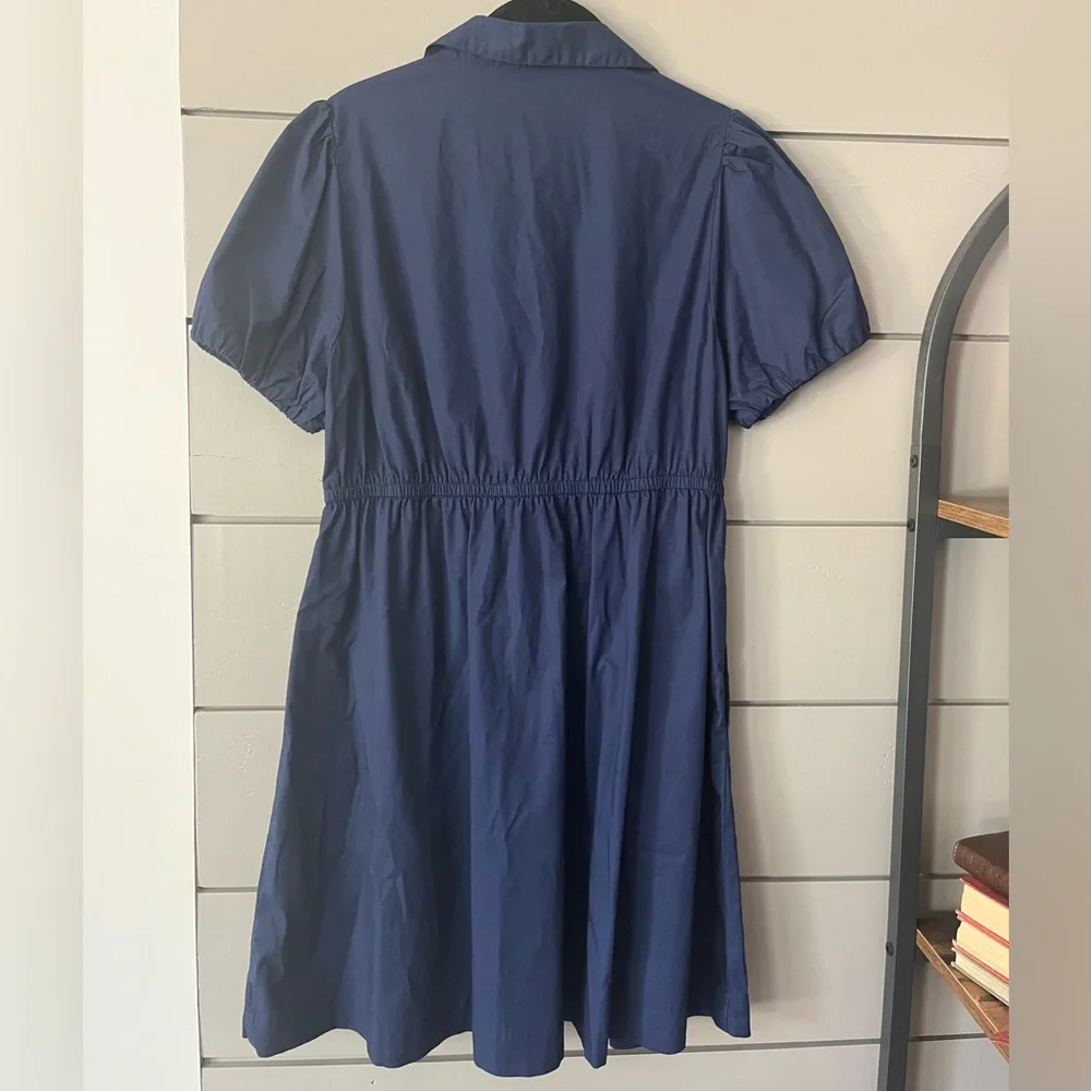J. Crew Navy Collared short-sleeve tie-waist mini dress‎ size 8 EUC
